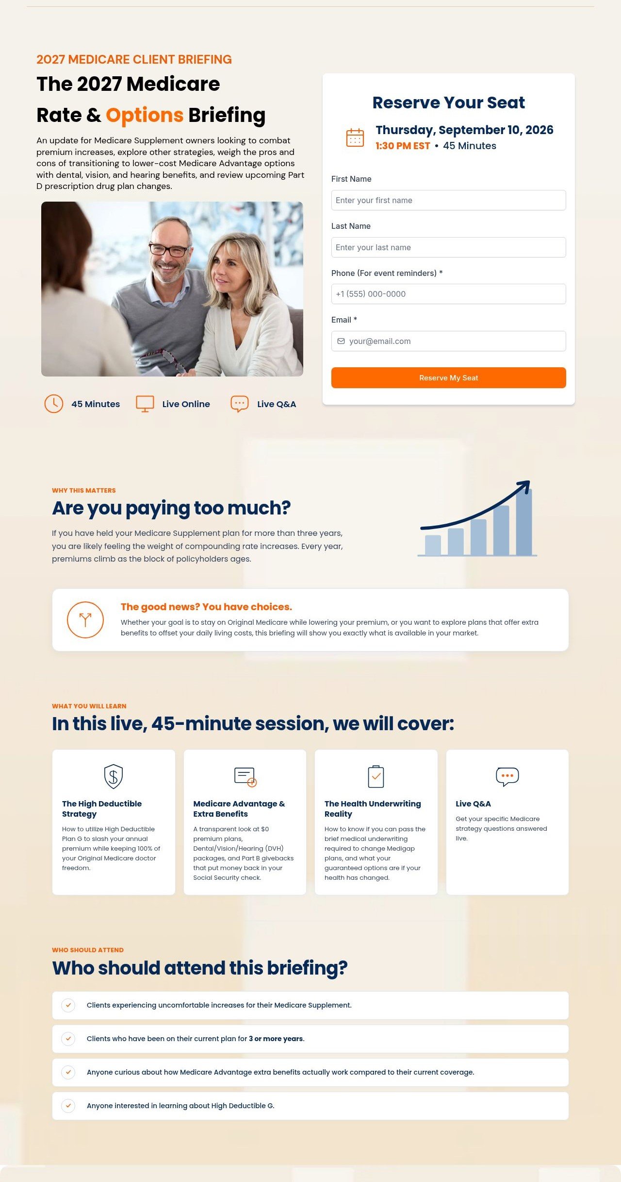 Medicare webinar registration landing page designed by Christian Loterte